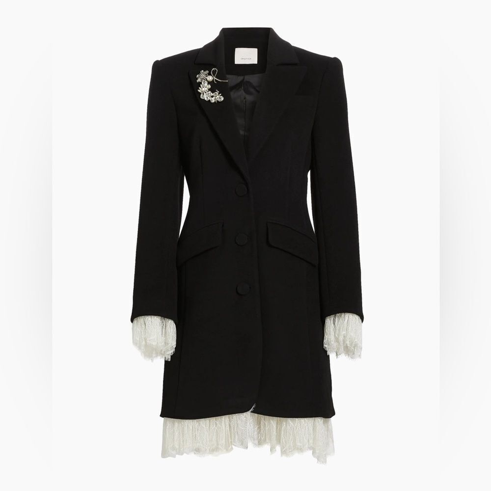 Cinq à Sept Roxie Lace-Trim Tailored Coat size S